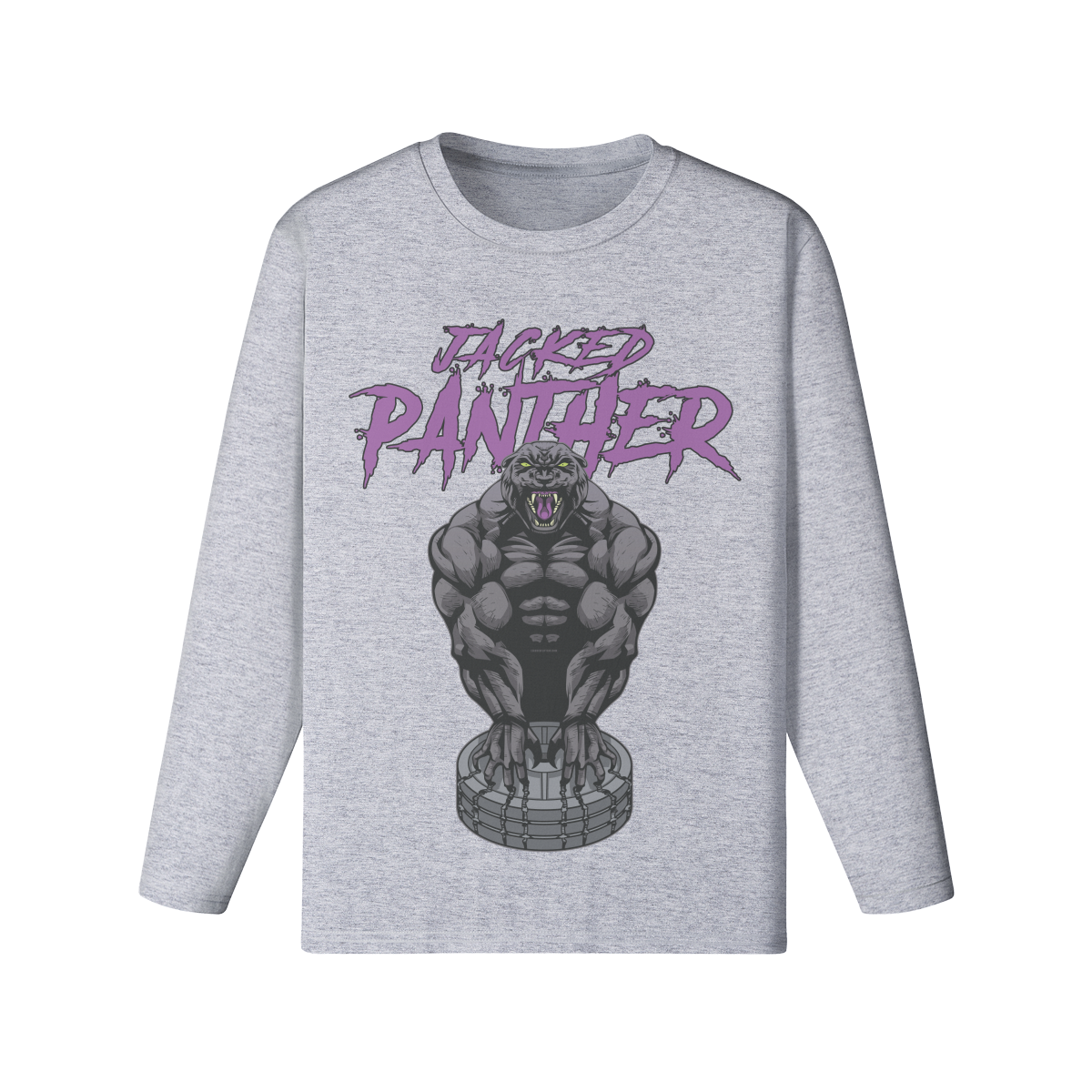 JACKED PANTHER- Classic Long Sleeve Top-Medium Heather Gray-League of Lifters