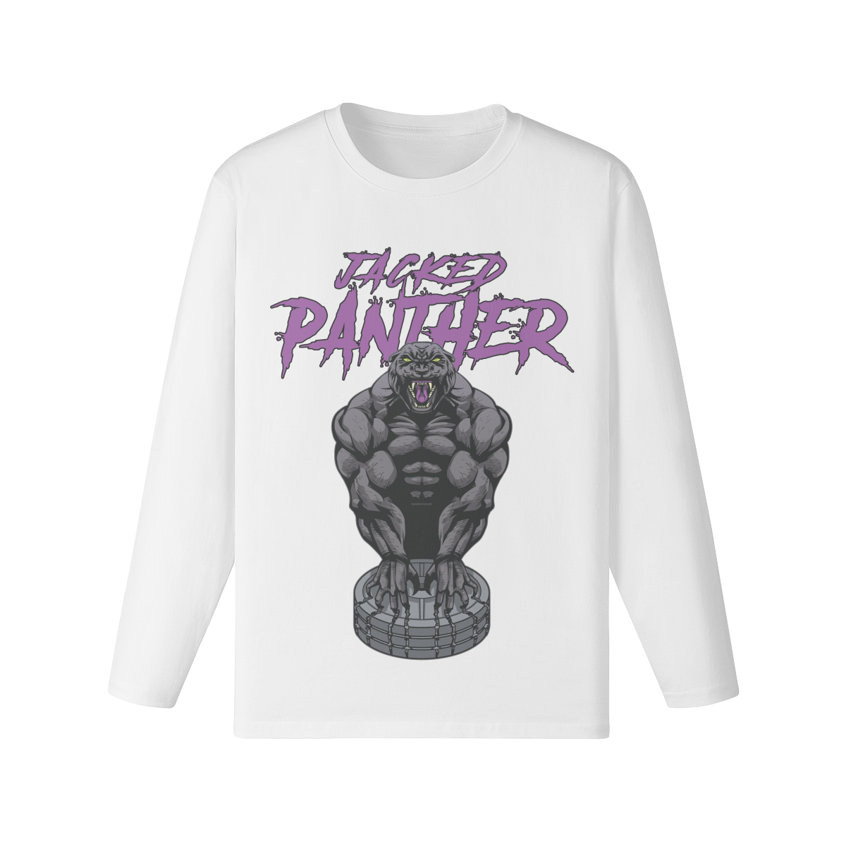 JACKED PANTHER- Classic Long Sleeve Top-White-League of Lifters