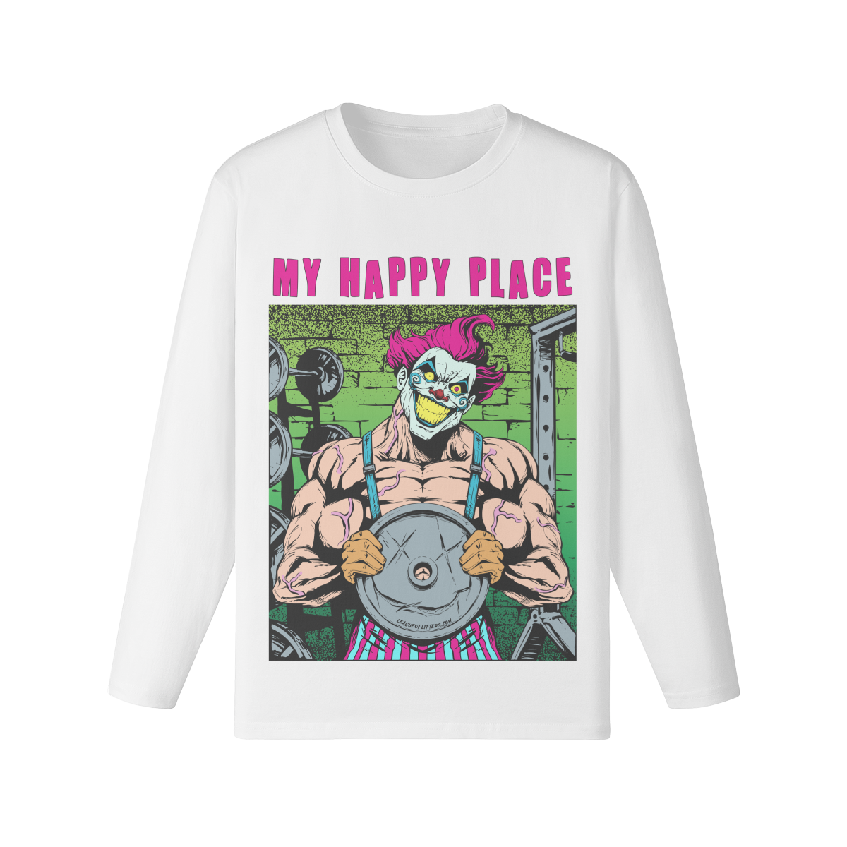 MY HAPPY PLACE- Classic Long Sleeve Top-White-League of Lifters