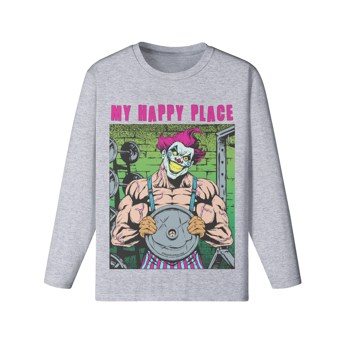 MY HAPPY PLACE- Classic Long Sleeve Top-Medium Heather Gray-League of Lifters