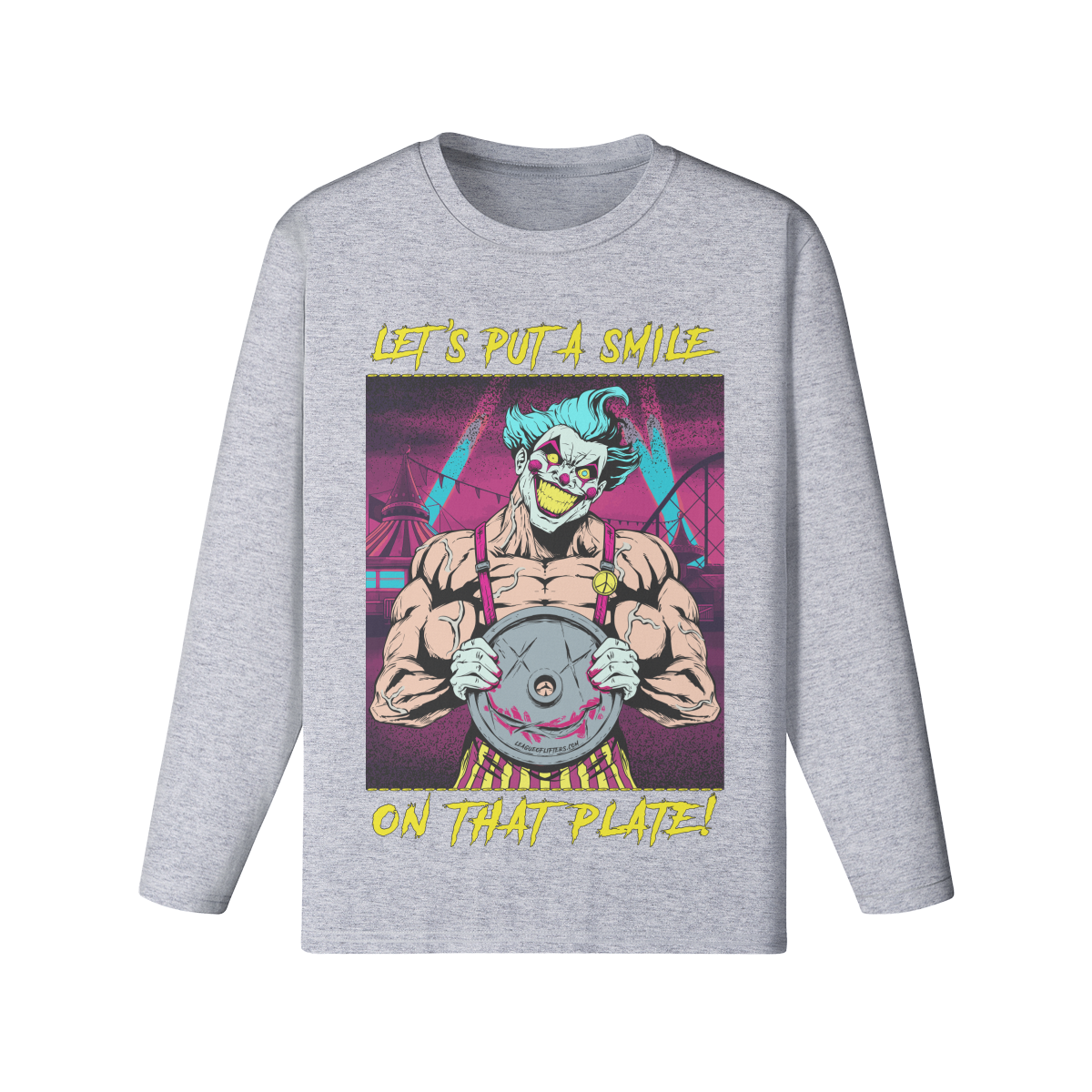 SMILE ON THAT PLATE (RETRO)- Classic Long Sleeve Top-Medium Heather Gray-League of Lifters