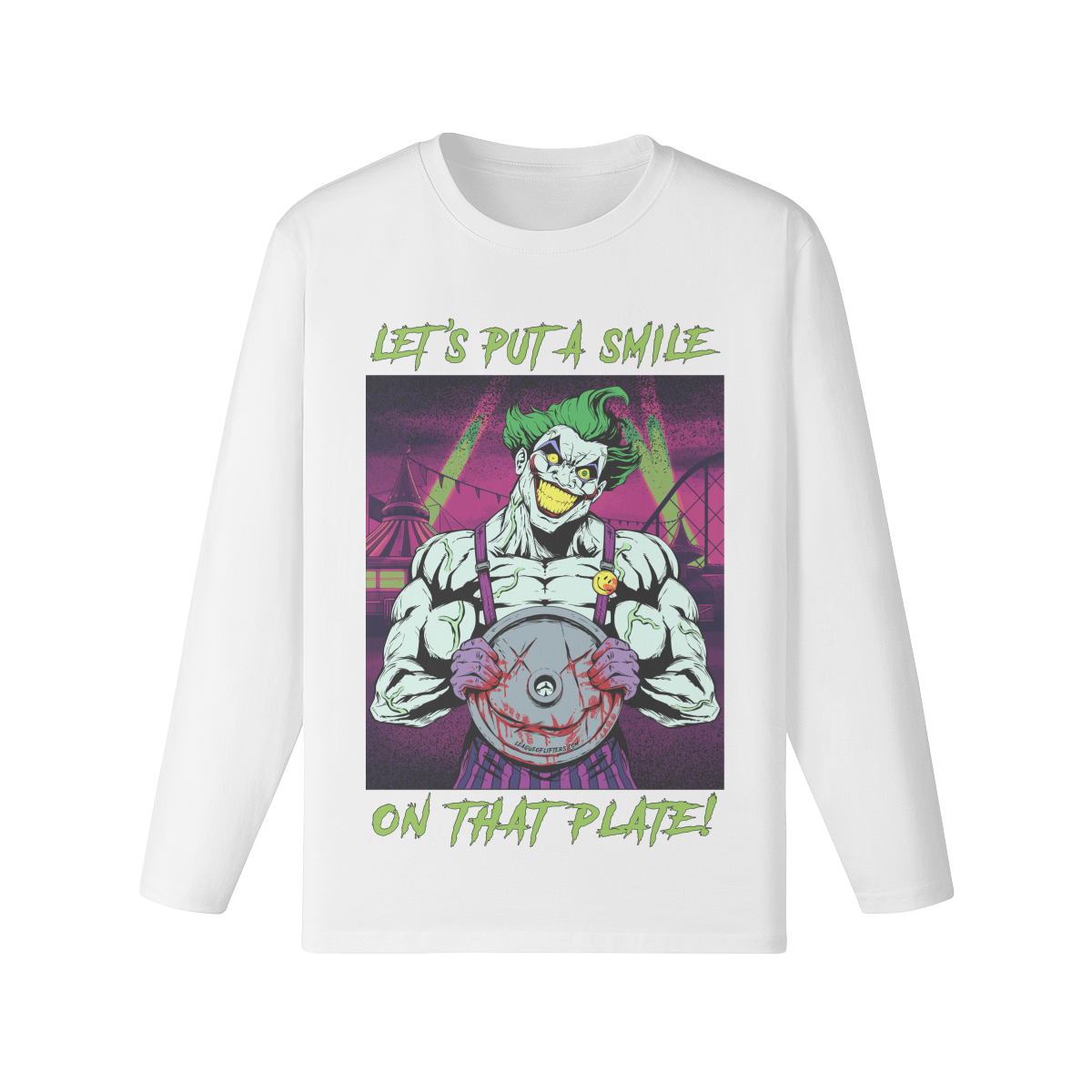 SMILE ON THAT PLATE- Classic Long Sleeve Top-White-League of Lifters