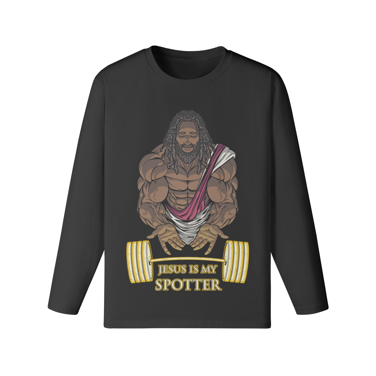 JESUS IS MY SPOTTER (DREADS)- Classic Long Sleeve Top-Black-League of Lifters
