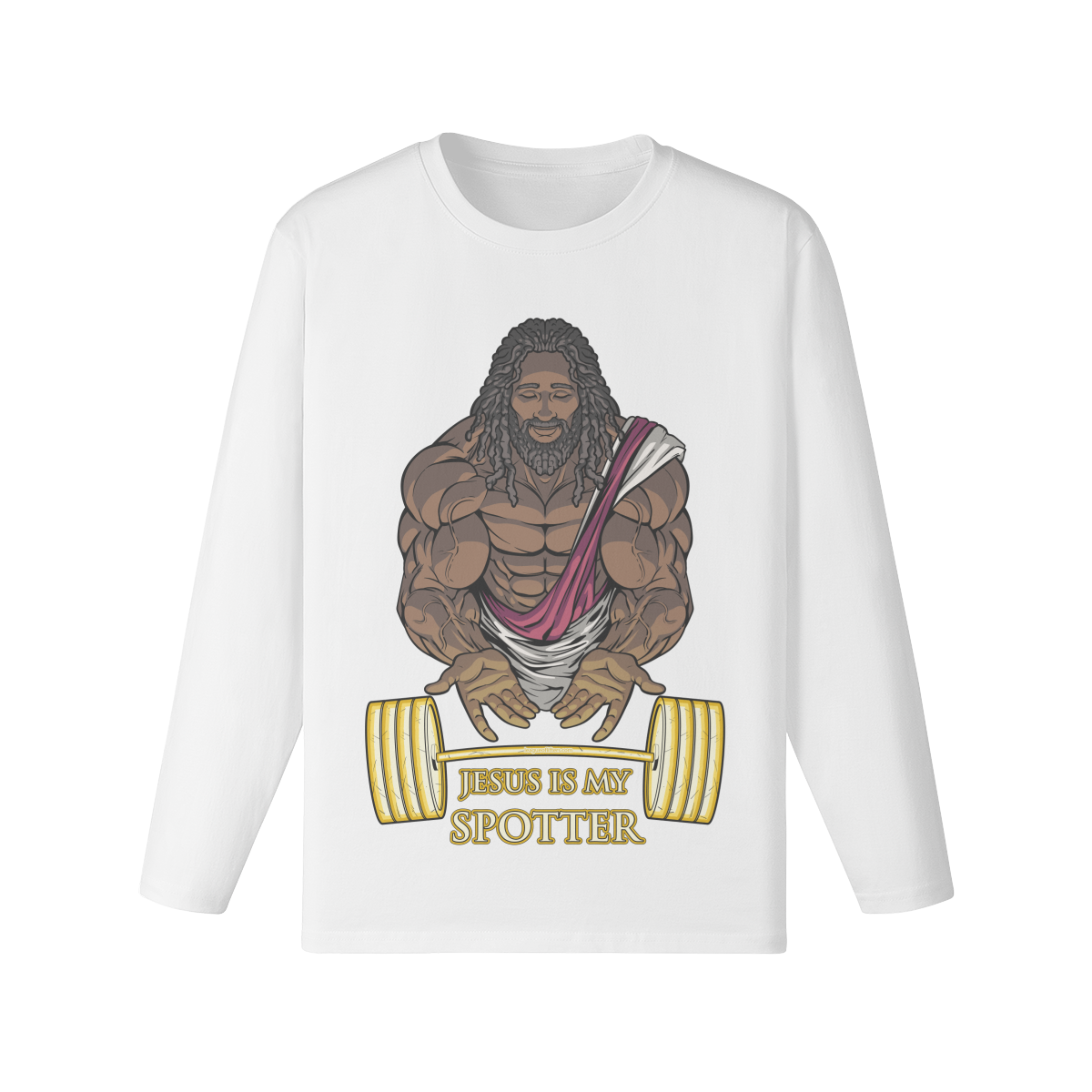JESUS IS MY SPOTTER (DREADS)- Classic Long Sleeve Top-White-League of Lifters