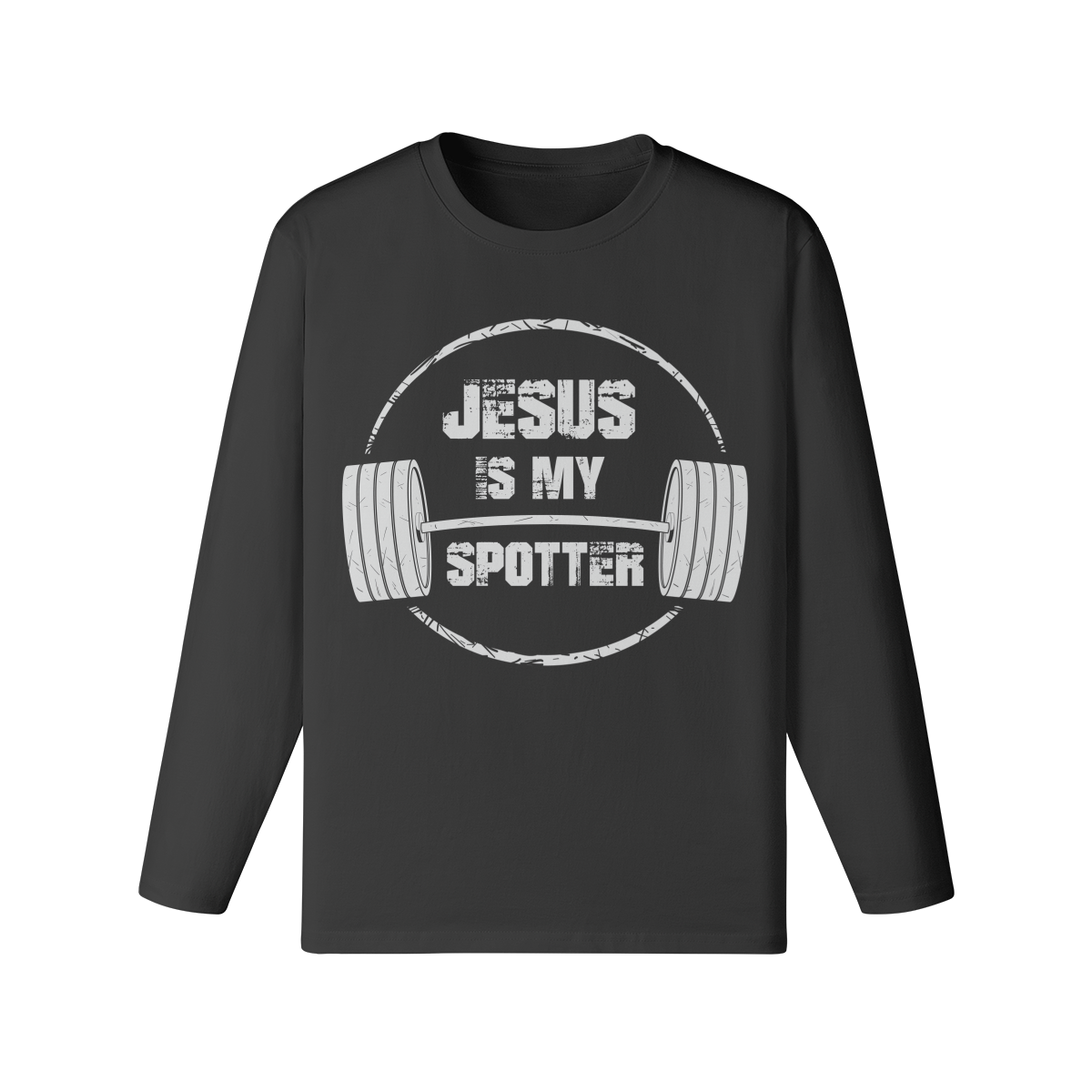JESUS IS MY SPOTTER (TEXT)- Classic Long Sleeve Top-Black-League of Lifters