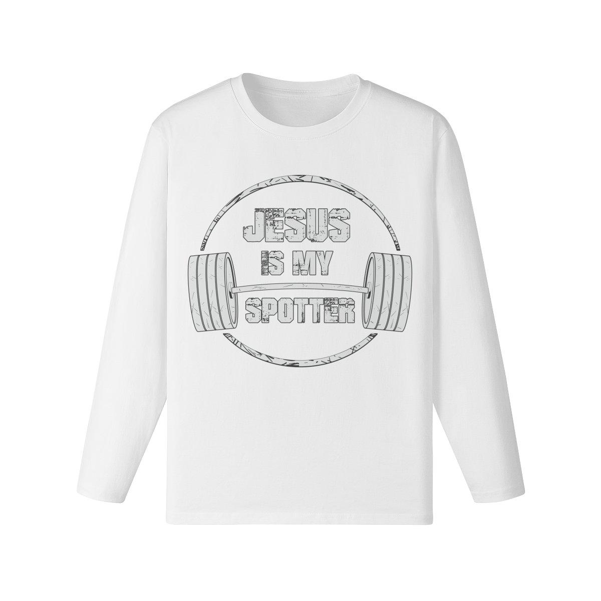 JESUS IS MY SPOTTER (TEXT)- Classic Long Sleeve Top-White-League of Lifters