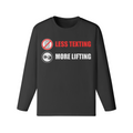 LESS TEXTING MORE LIFTING- Classic Long Sleeve Top-Black-League of Lifters