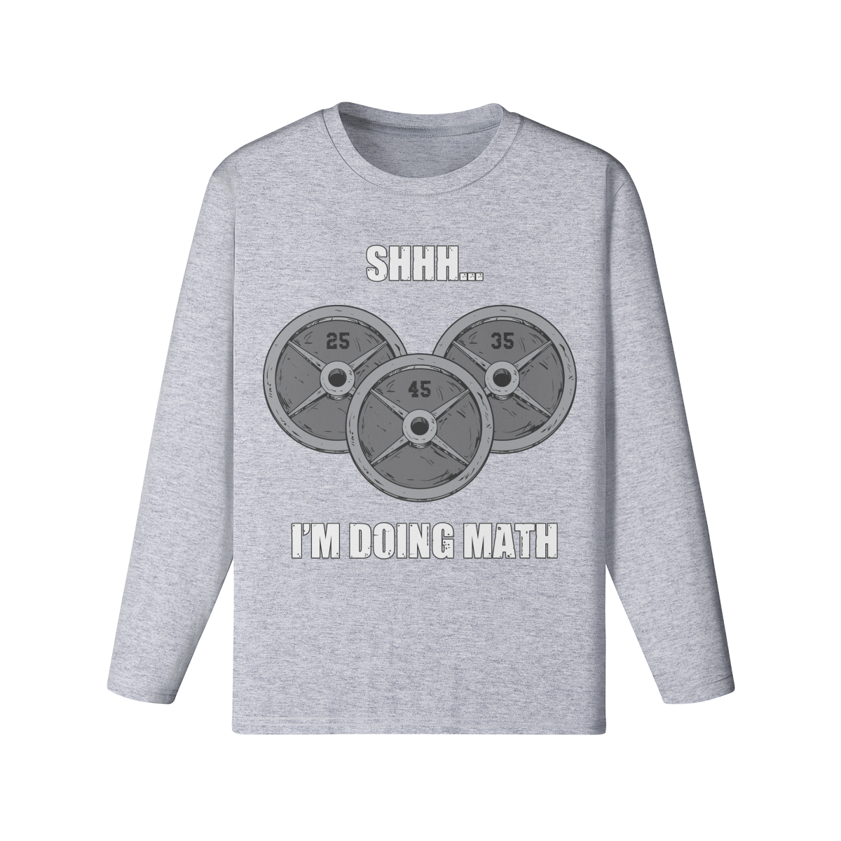 SHHH...I'M DOING MATH- Classic Long Sleeve Top-Medium Heather Gray-League of Lifters