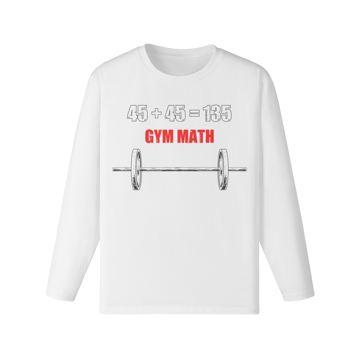 GYM MATH- Classic Long Sleeve Top-White-League of Lifters
