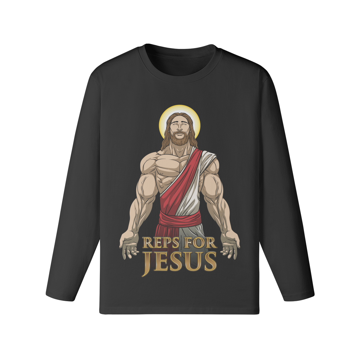 REPS FOR JESUS- Classic Long Sleeve Top-Black-League of Lifters