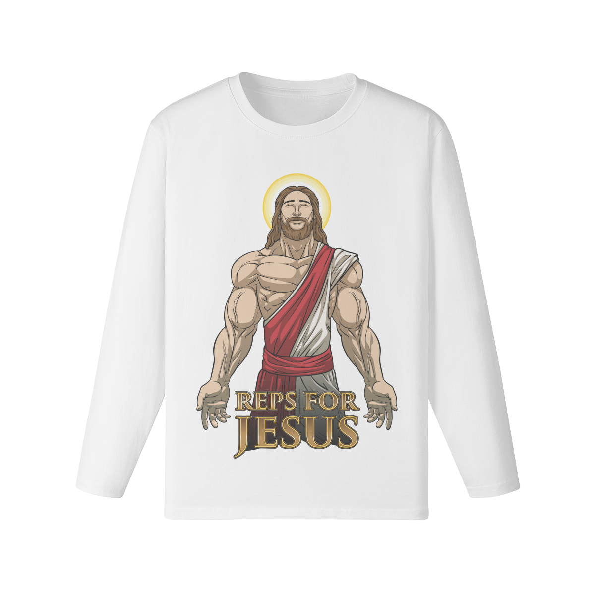 REPS FOR JESUS- Classic Long Sleeve Top-White-League of Lifters