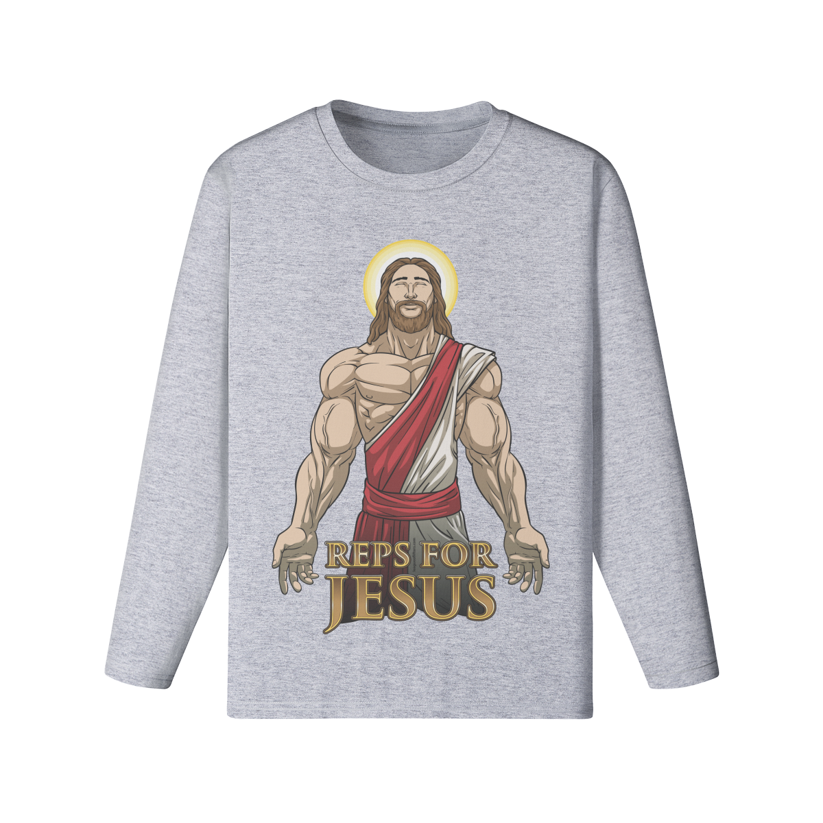 REPS FOR JESUS- Classic Long Sleeve Top-Medium Heather Gray-League of Lifters
