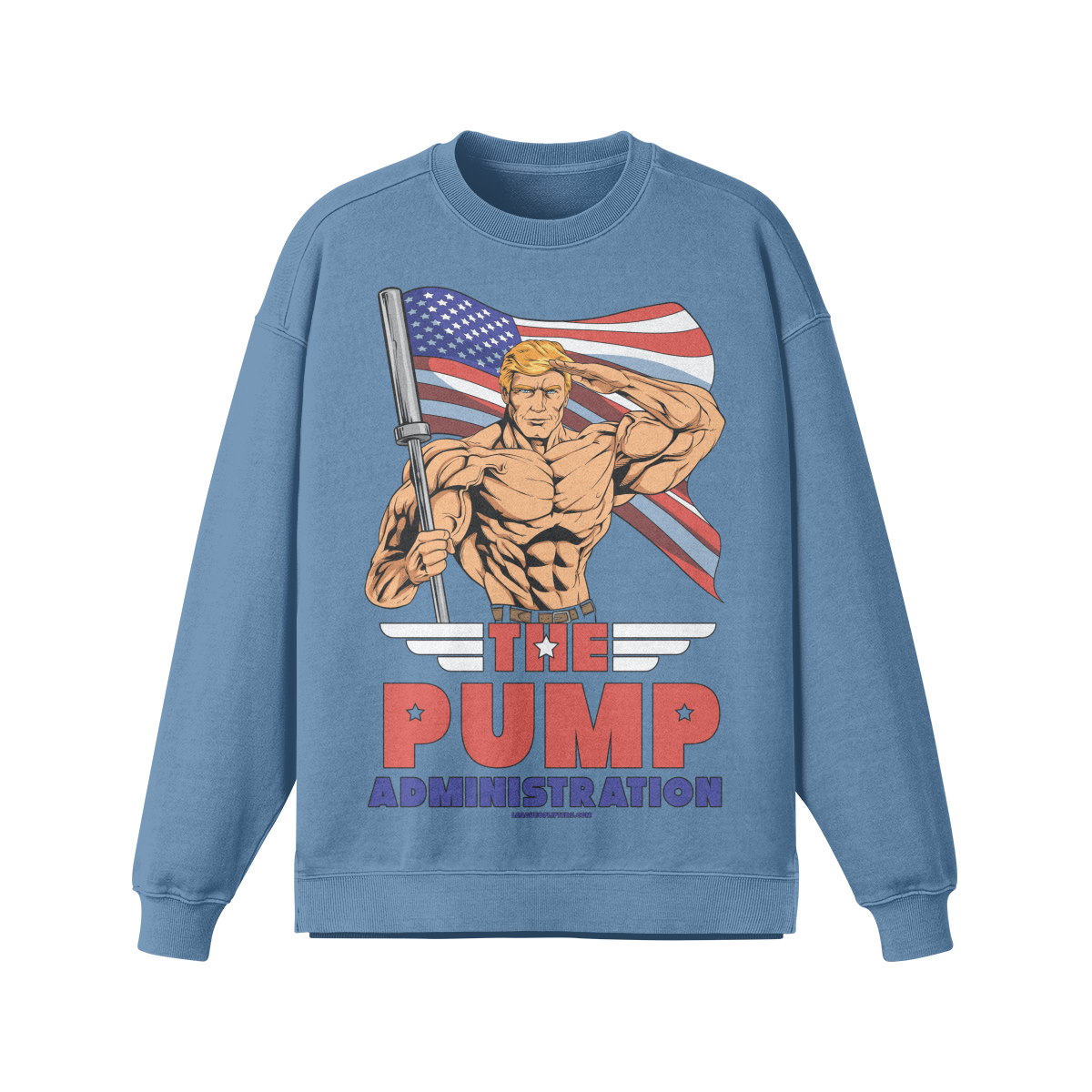 THE PUMP ADMINISTRATION- Oversized Long Sleeve Sweatshirt-Slate Blue-League of Lifters