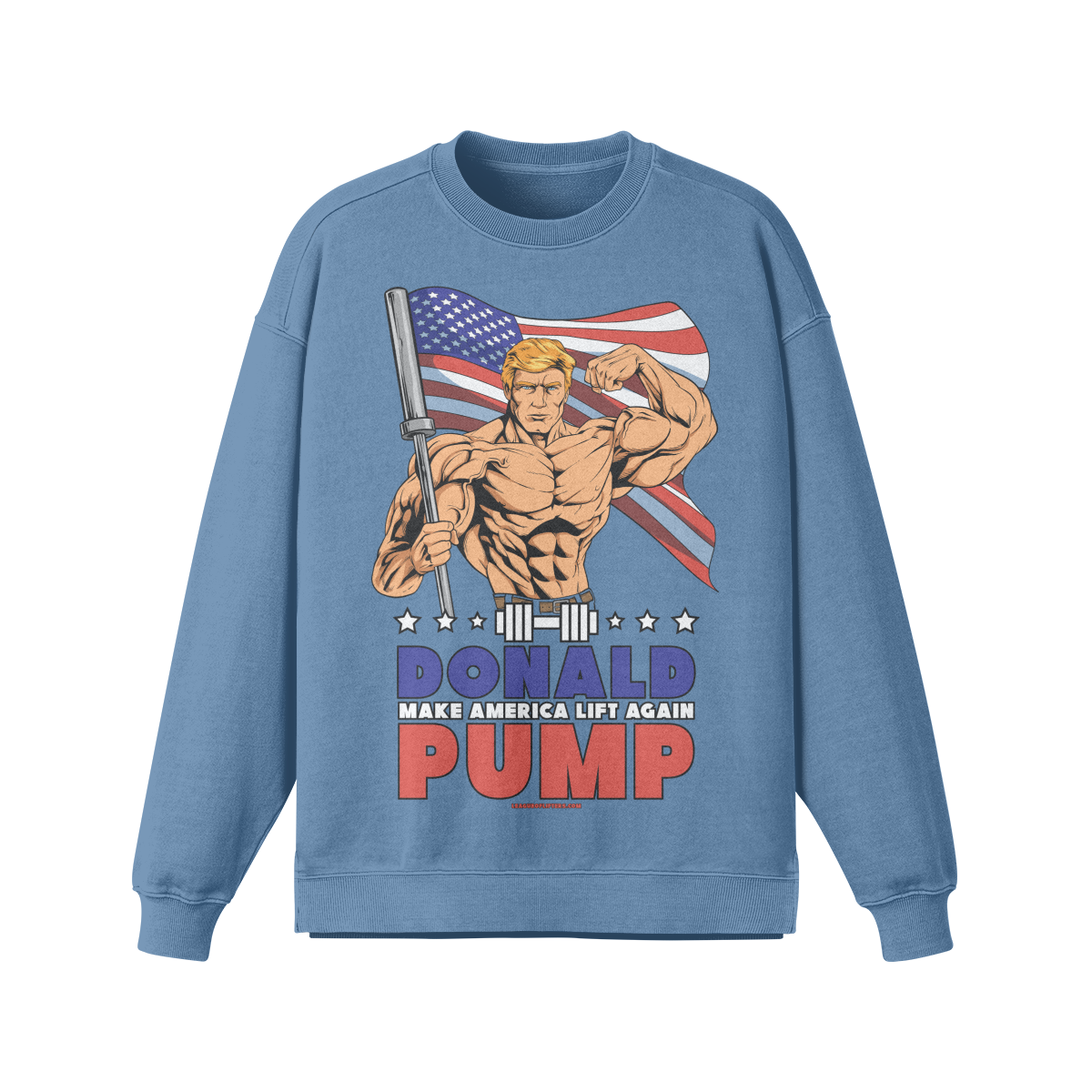 DONALD PUMP FLEX- Oversized Long Sleeve Sweatshirt-Slate Blue-League of Lifters