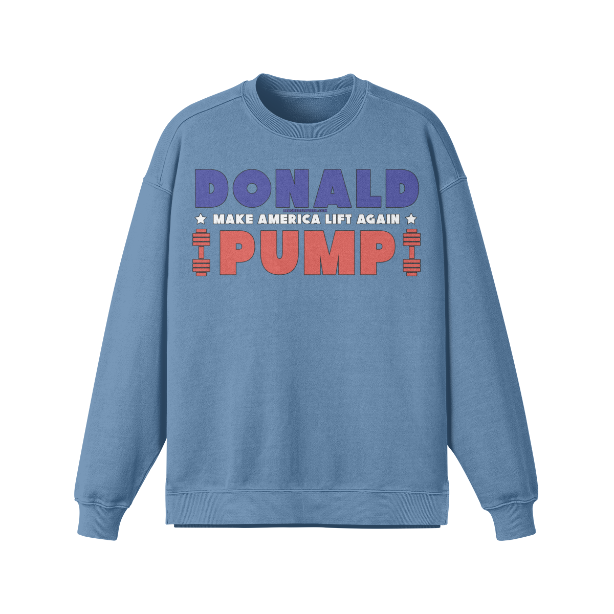 DONALD PUMP- Oversized Long Sleeve Sweatshirt-Slate Blue-League of Lifters