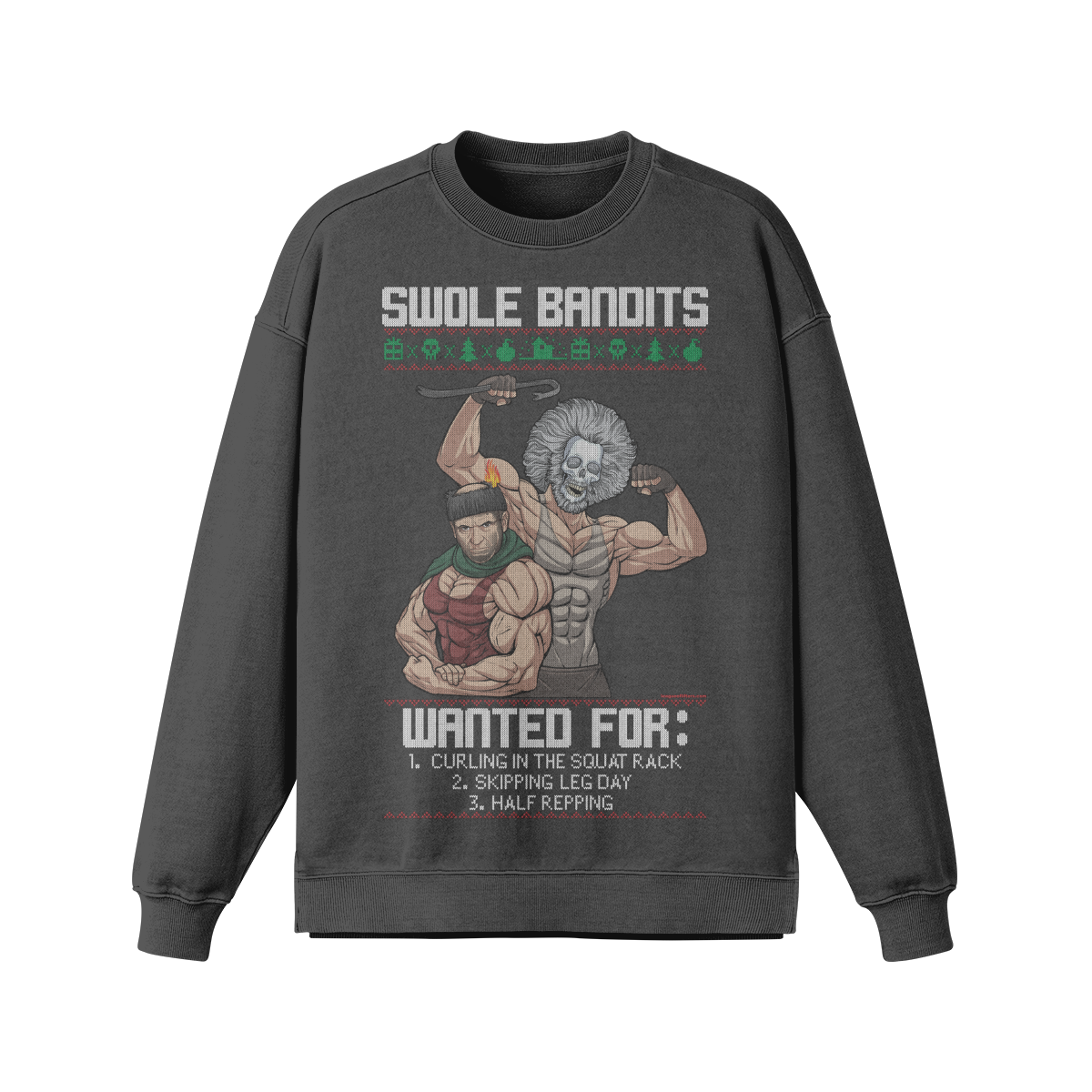SWOLE BANDITS VARIANT- Oversized Long Sleeve Sweatshirt-Eclipse Gray-League of Lifters