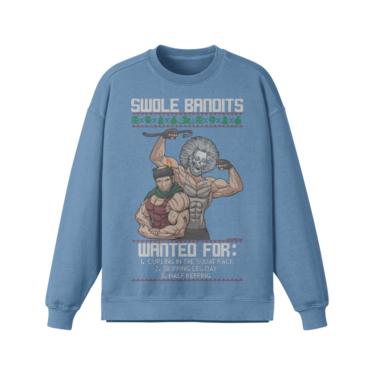 SWOLE BANDITS VARIANT- Oversized Long Sleeve Sweatshirt-Slate Blue-League of Lifters