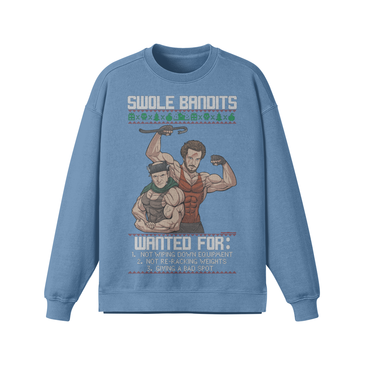 SWOLE BANDITS- Oversized Long Sleeve Sweatshirt-Slate Blue-League of Lifters