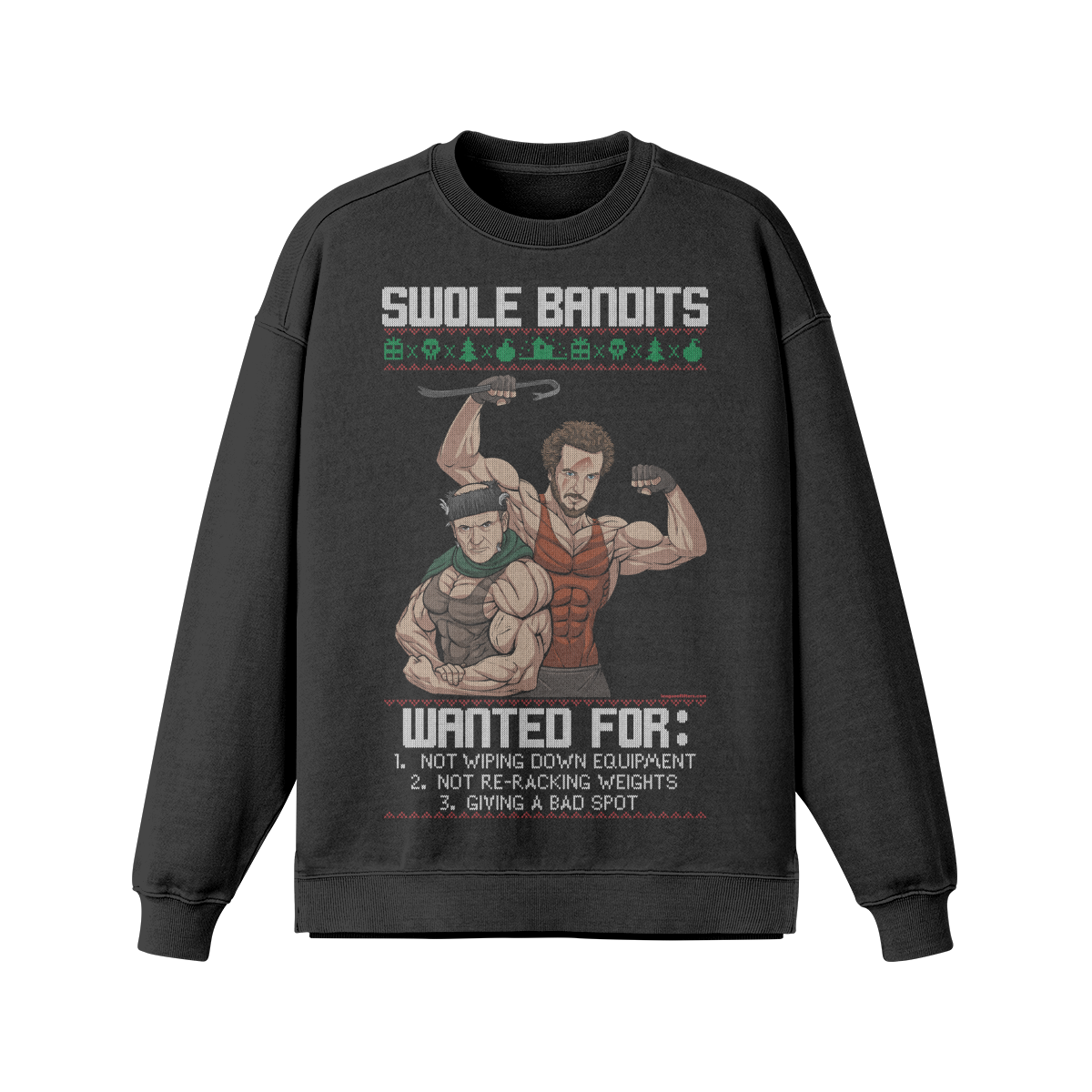 SWOLE BANDITS- Oversized Long Sleeve Sweatshirt-Faded Black-League of Lifters