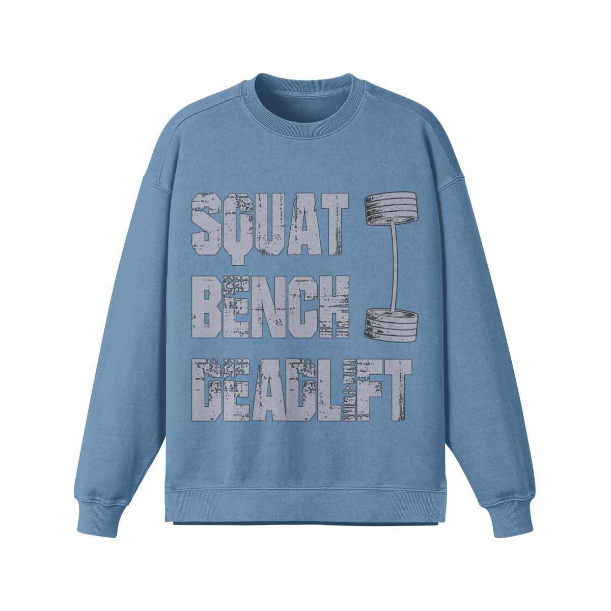 SQUATS BENCH DEADLIFT- Oversized Long Sleeve Sweatshirt-Slate Blue-League of Lifters