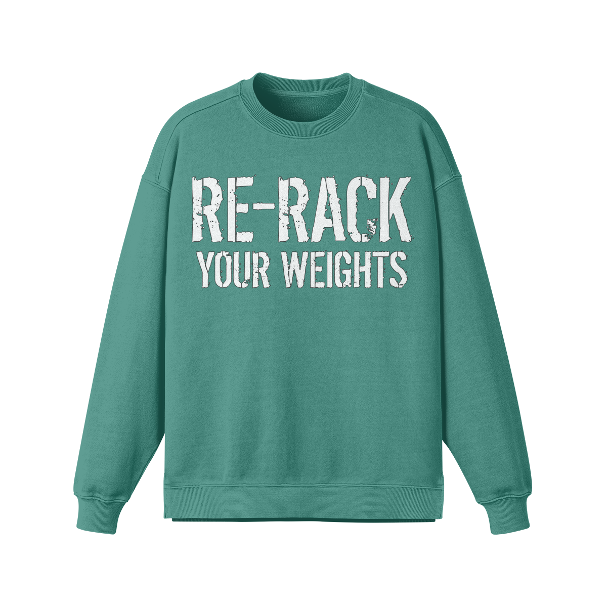 RE-RACK YOUR WEIGHTS- Oversized Long Sleeve Sweatshirt-Wintergreen Dream-League of Lifters