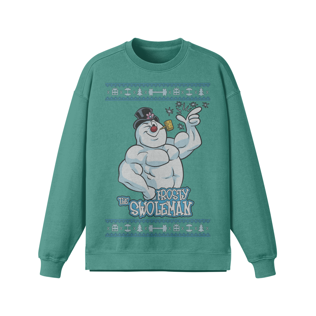 FROSTY THE SWOLEMAN- Oversized Long Sleeve Sweatshirt-Wintergreen Dream-League of Lifters