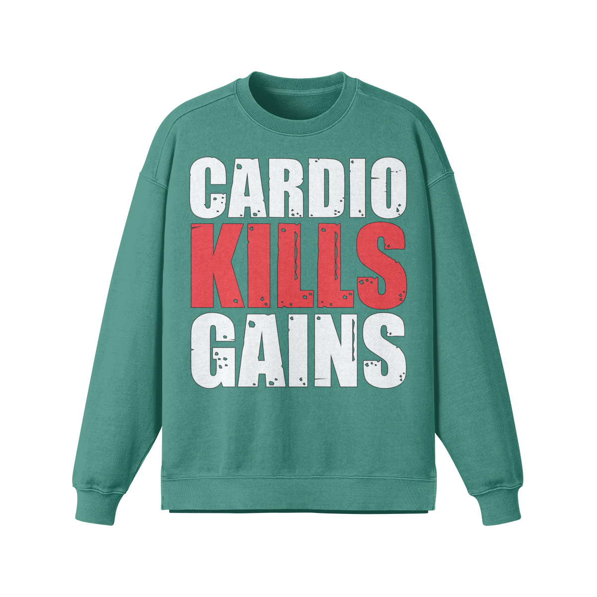 CARDIO KILLS GAINS- Oversized Long Sleeve Sweatshirt-Wintergreen Dream-League of Lifters