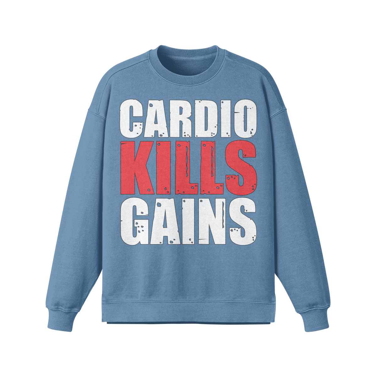CARDIO KILLS GAINS- Oversized Long Sleeve Sweatshirt-Slate Blue-League of Lifters