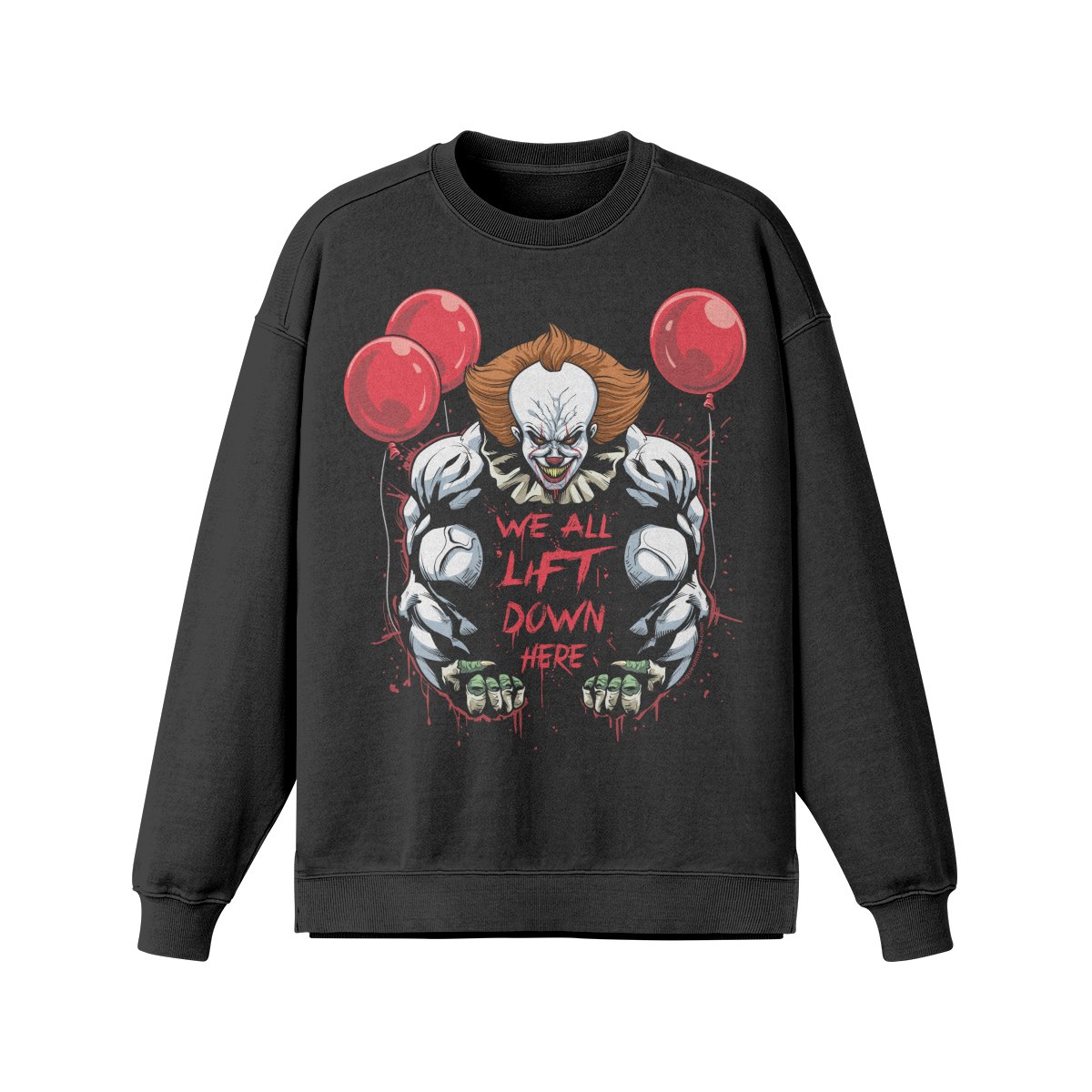 WE ALL LIFT DOWN HERE (CLASSIC BALLOONS)- Oversized Long Sleeve Sweats-Faded Black-League of Lifters