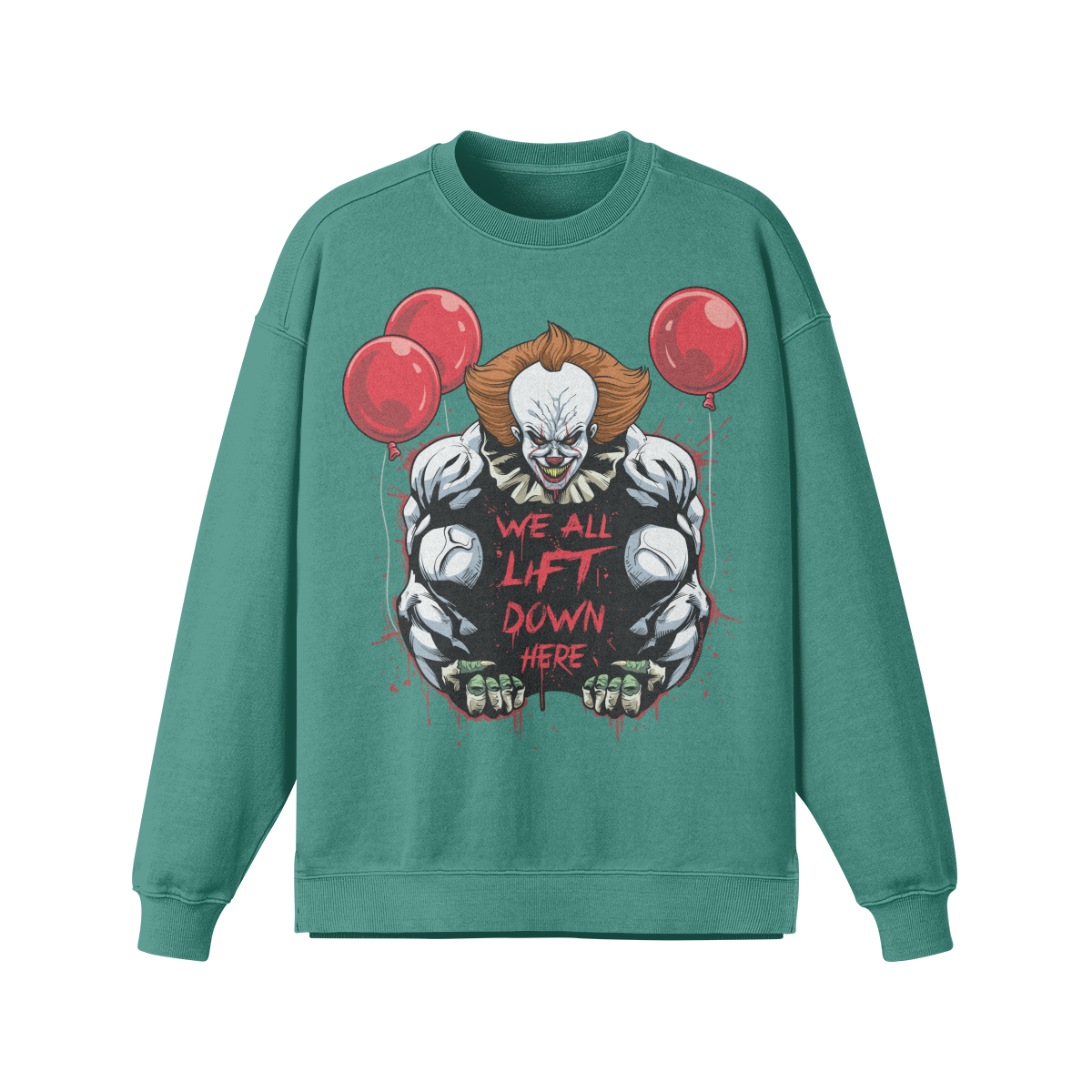 WE ALL LIFT DOWN HERE (CLASSIC BALLOONS)- Oversized Long Sleeve Sweats-Wintergreen Dream-League of Lifters