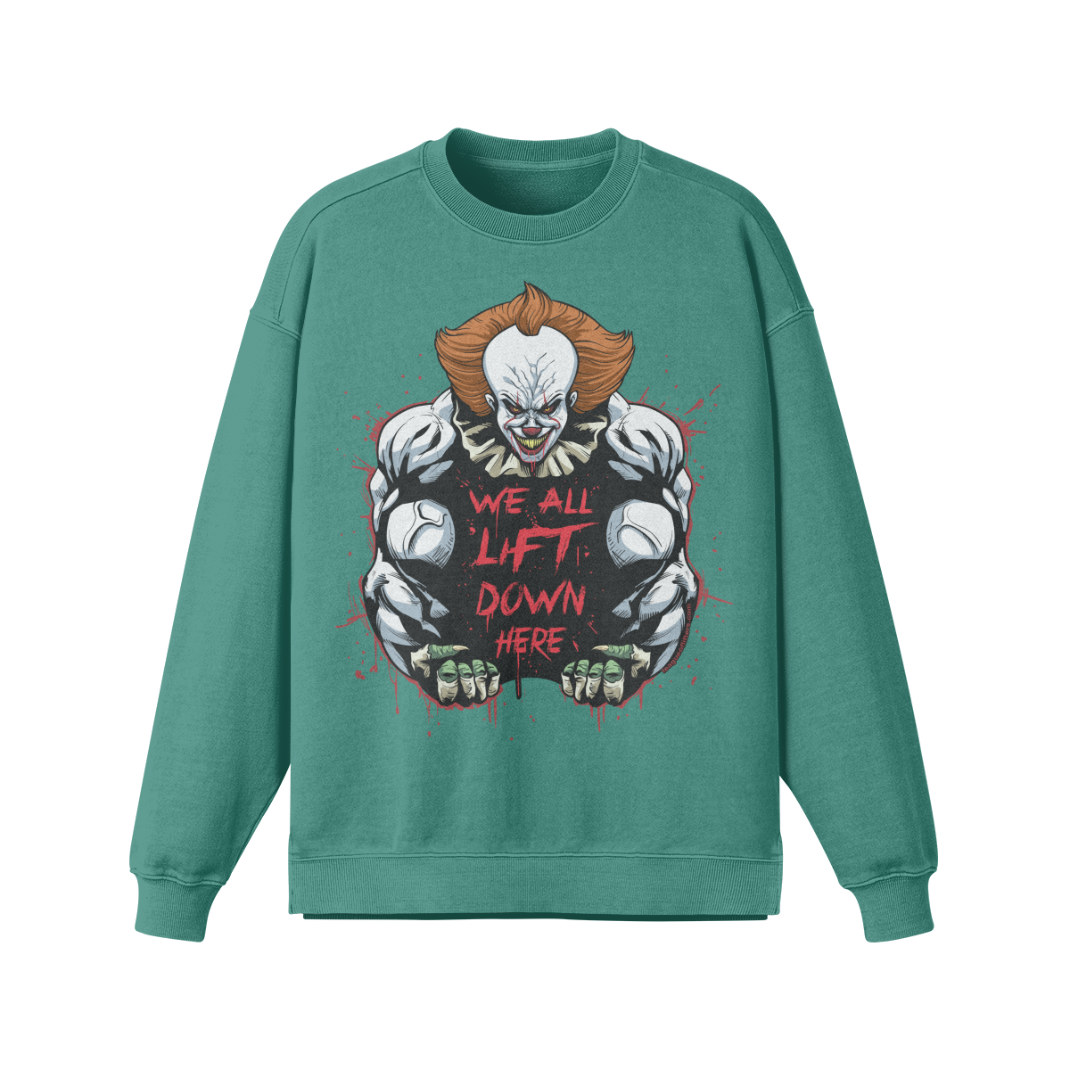 WE ALL LIFT DOWN HERE (CLASSIC)- Oversized Long Sleeve Sweatshirt-Wintergreen Dream-League of Lifters