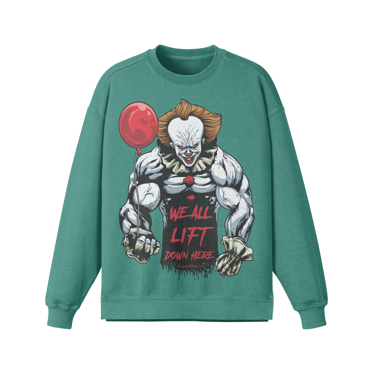 WE ALL LIFT DOWN HERE (BALLOON)- Oversized Long Sleeve Sweatshirt-Wintergreen Dream-League of Lifters