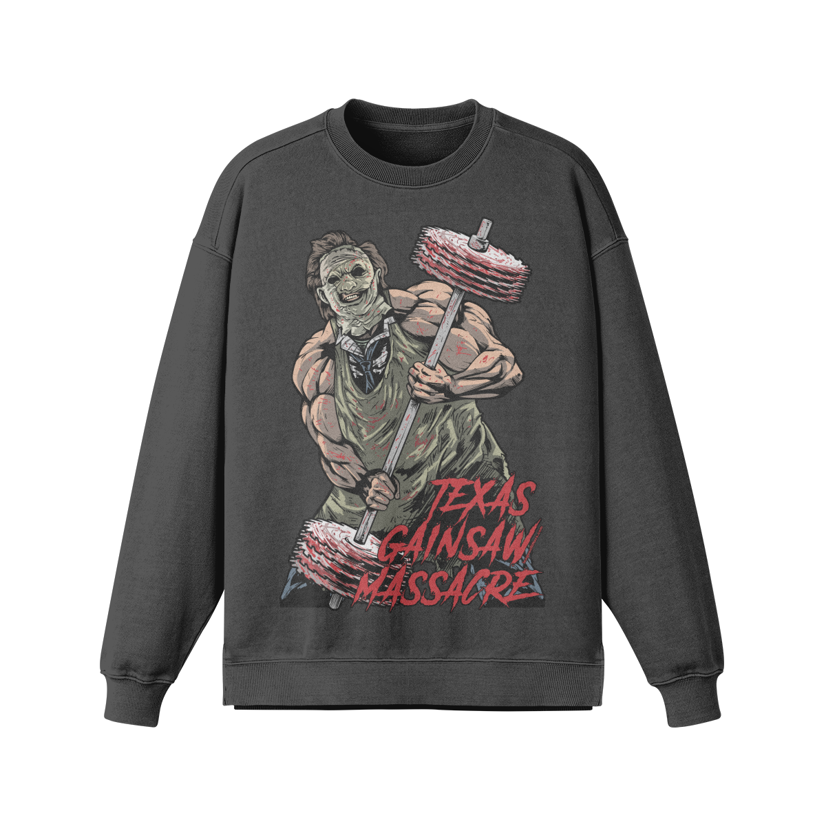 TEXAS GAINSAW MASSACRE- Oversized Long Sleeve Sweatshirt-Eclipse Gray-League of Lifters