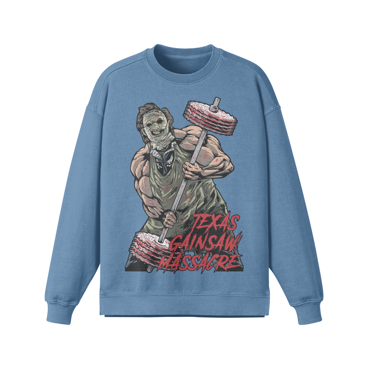 TEXAS GAINSAW MASSACRE- Oversized Long Sleeve Sweatshirt-Slate Blue-League of Lifters