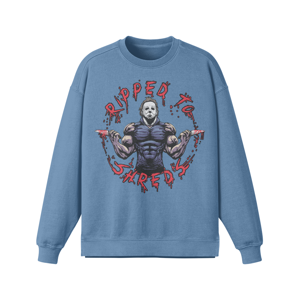 RIPPED TO SHREDS- Oversized Long Sleeve Sweatshirt-Slate Blue-League of Lifters