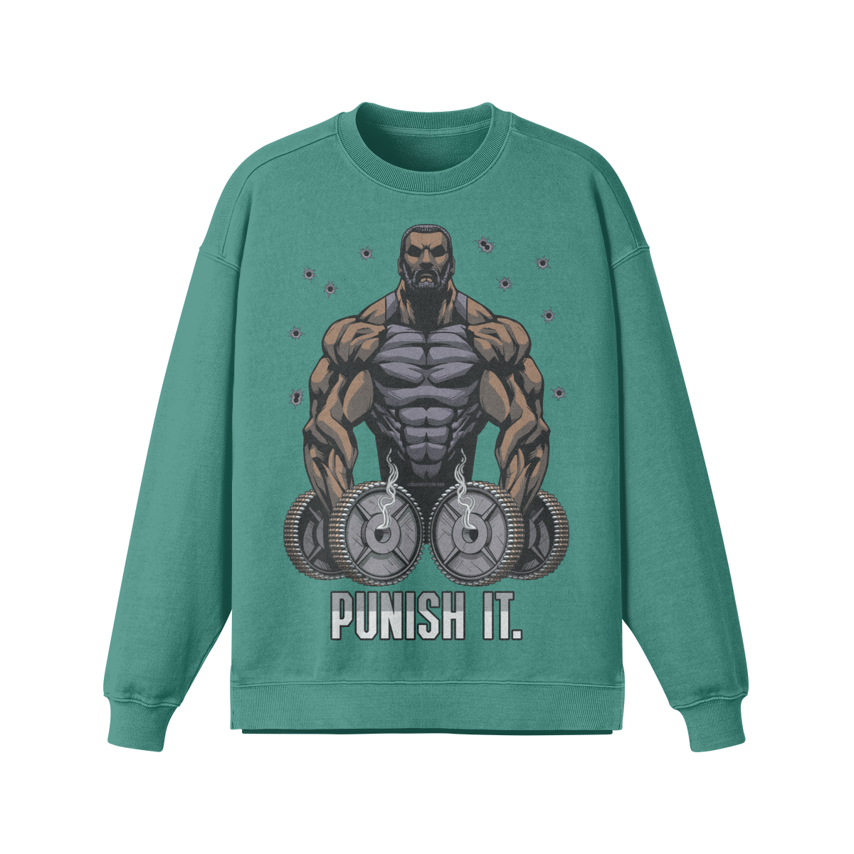 PUNISH IT (BEARD)- Oversized Long Sleeve Sweatshirt-Wintergreen Dream-League of Lifters