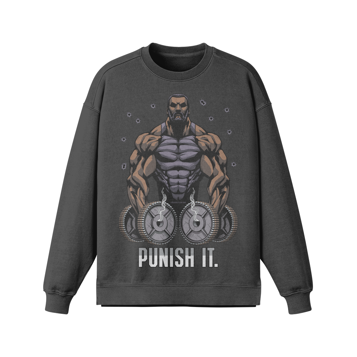 PUNISH IT (BEARD)- Oversized Long Sleeve Sweatshirt-Eclipse Gray-League of Lifters