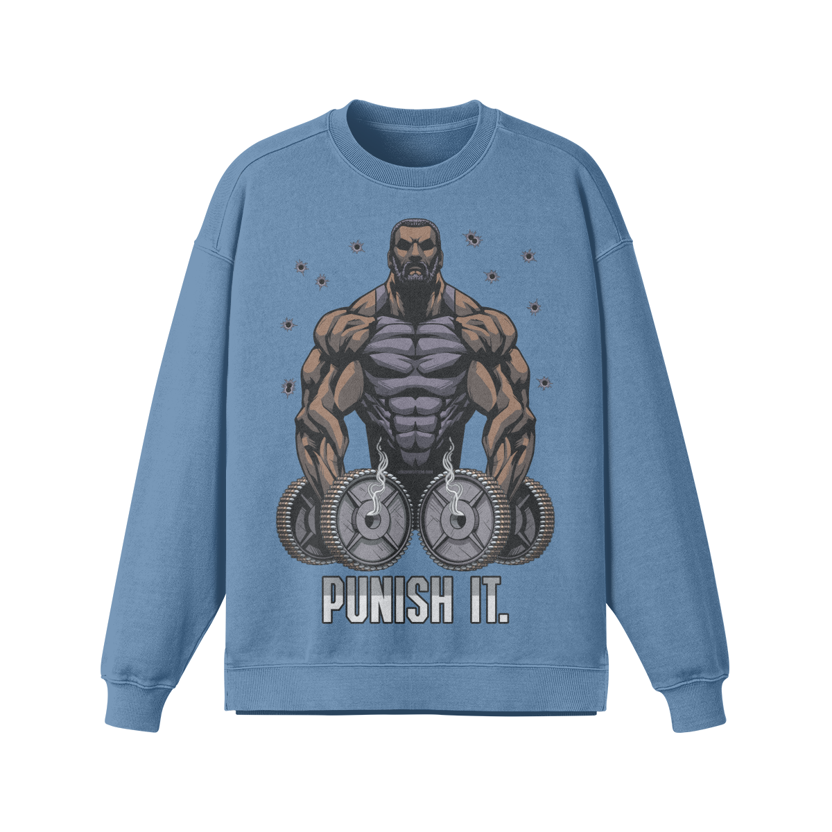 PUNISH IT (BEARD)- Oversized Long Sleeve Sweatshirt-Slate Blue-League of Lifters