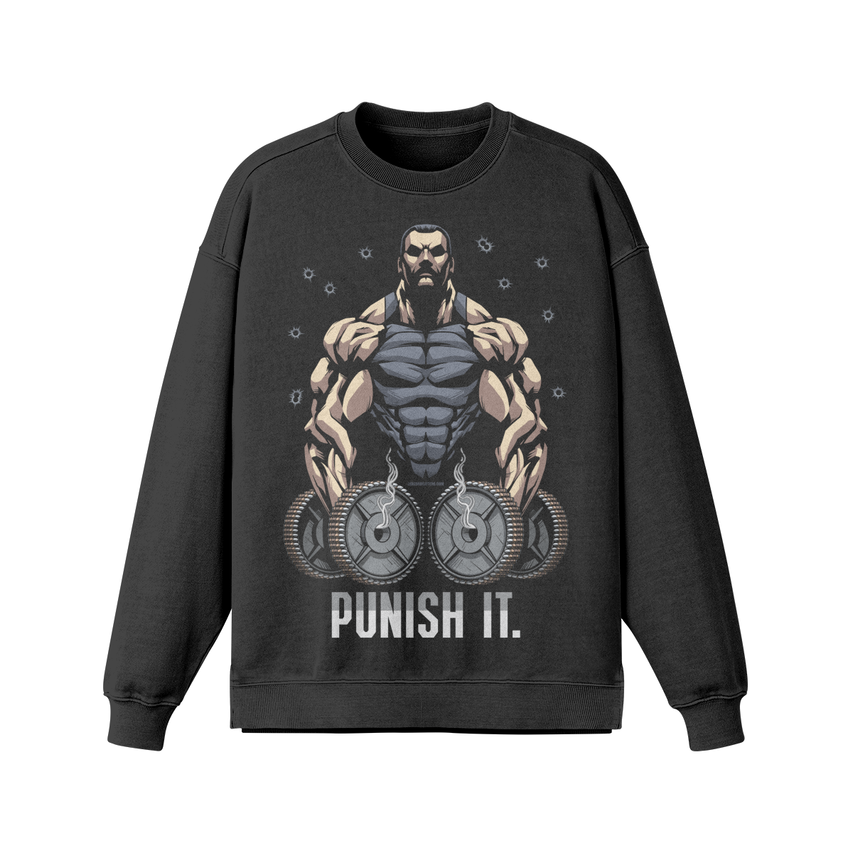 PUNISH IT- Oversized Long Sleeve Sweatshirt-Faded Black-League of Lifters