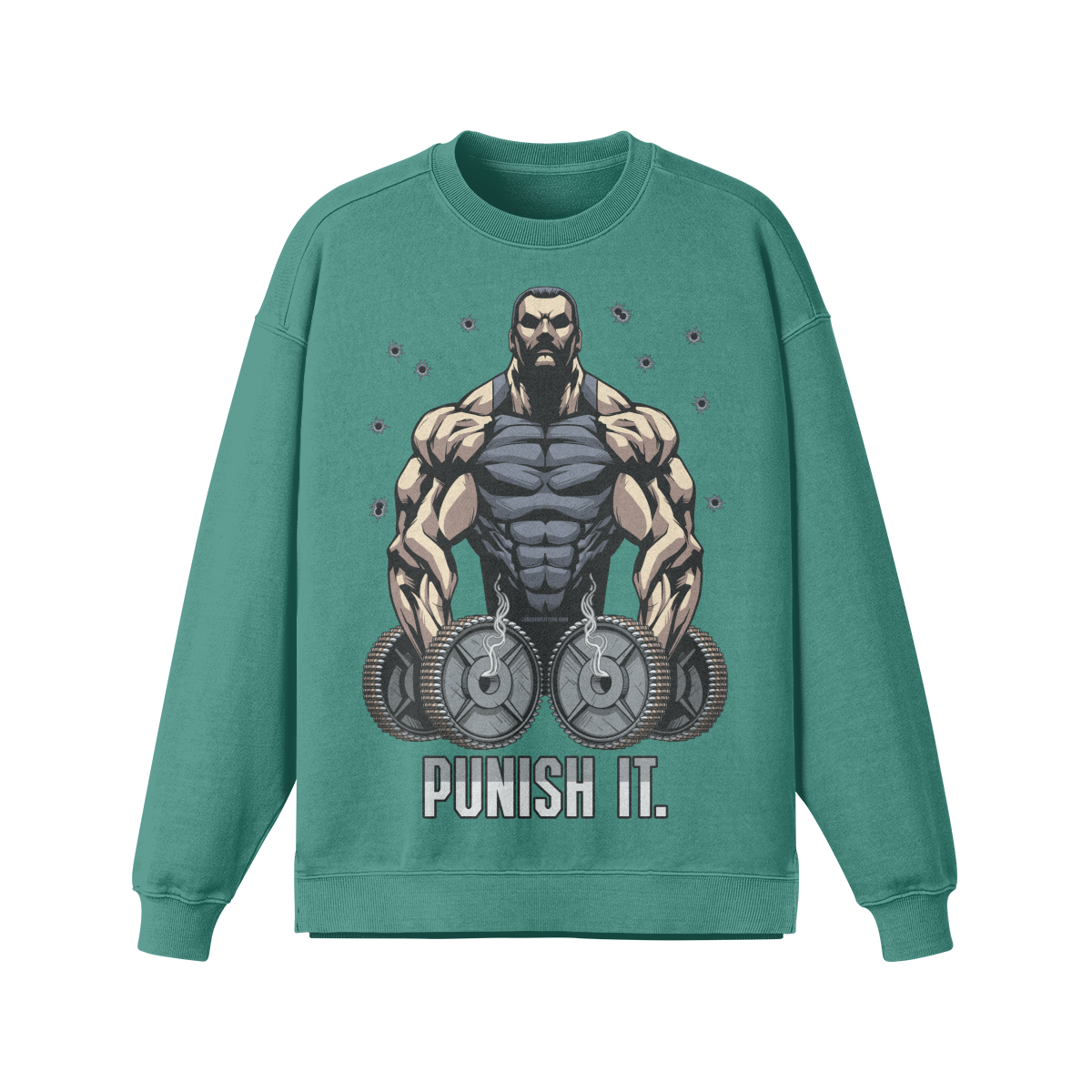 PUNISH IT- Oversized Long Sleeve Sweatshirt-Wintergreen Dream-League of Lifters