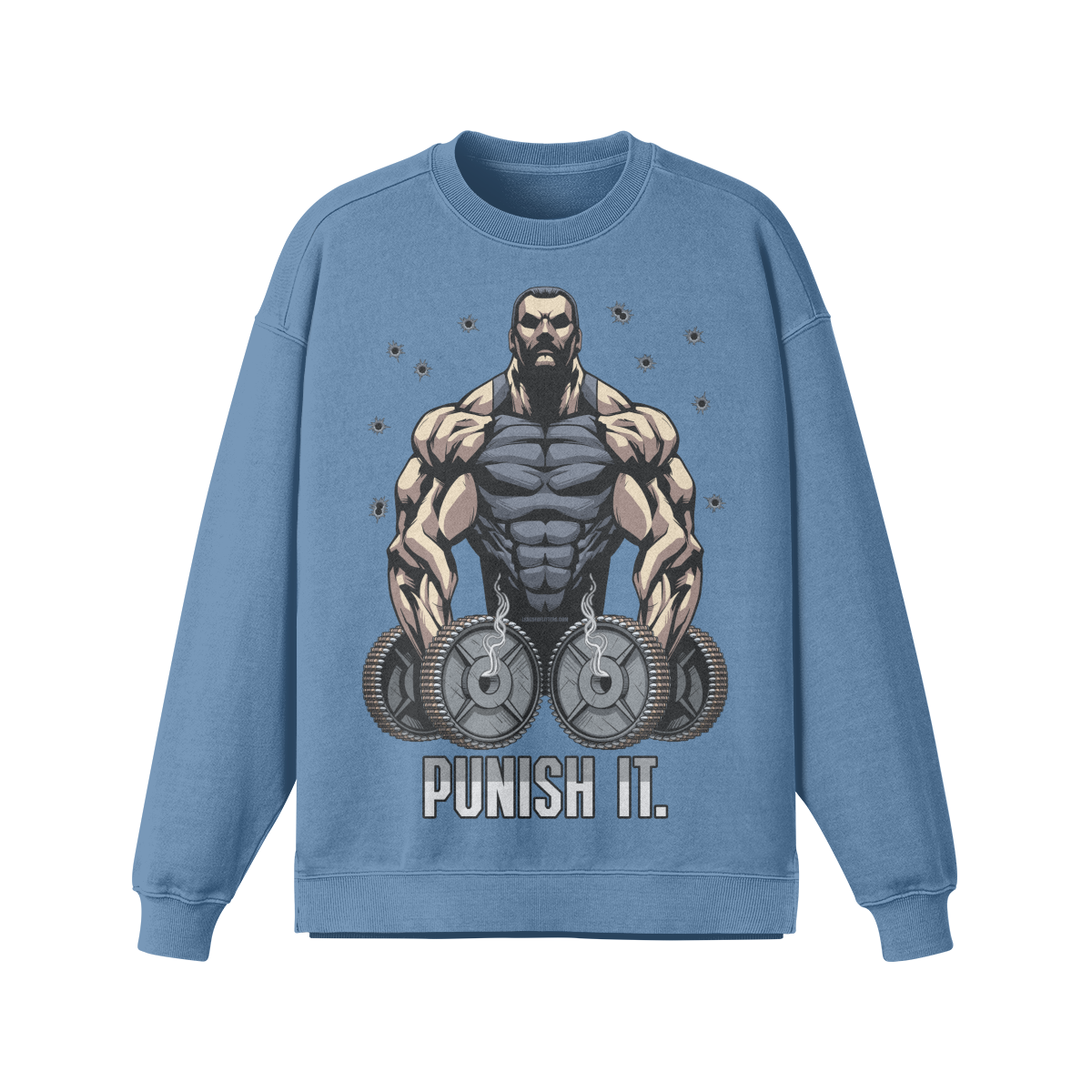 PUNISH IT- Oversized Long Sleeve Sweatshirt-Slate Blue-League of Lifters