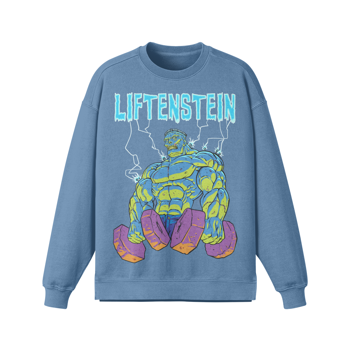 LIFTENSTEIN- Oversized Long Sleeve Sweatshirt-Slate Blue-League of Lifters