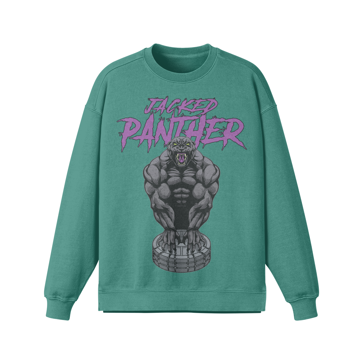 JACKED PANTHER- Oversized Long Sleeve Sweatshirt-Wintergreen Dream-League of Lifters