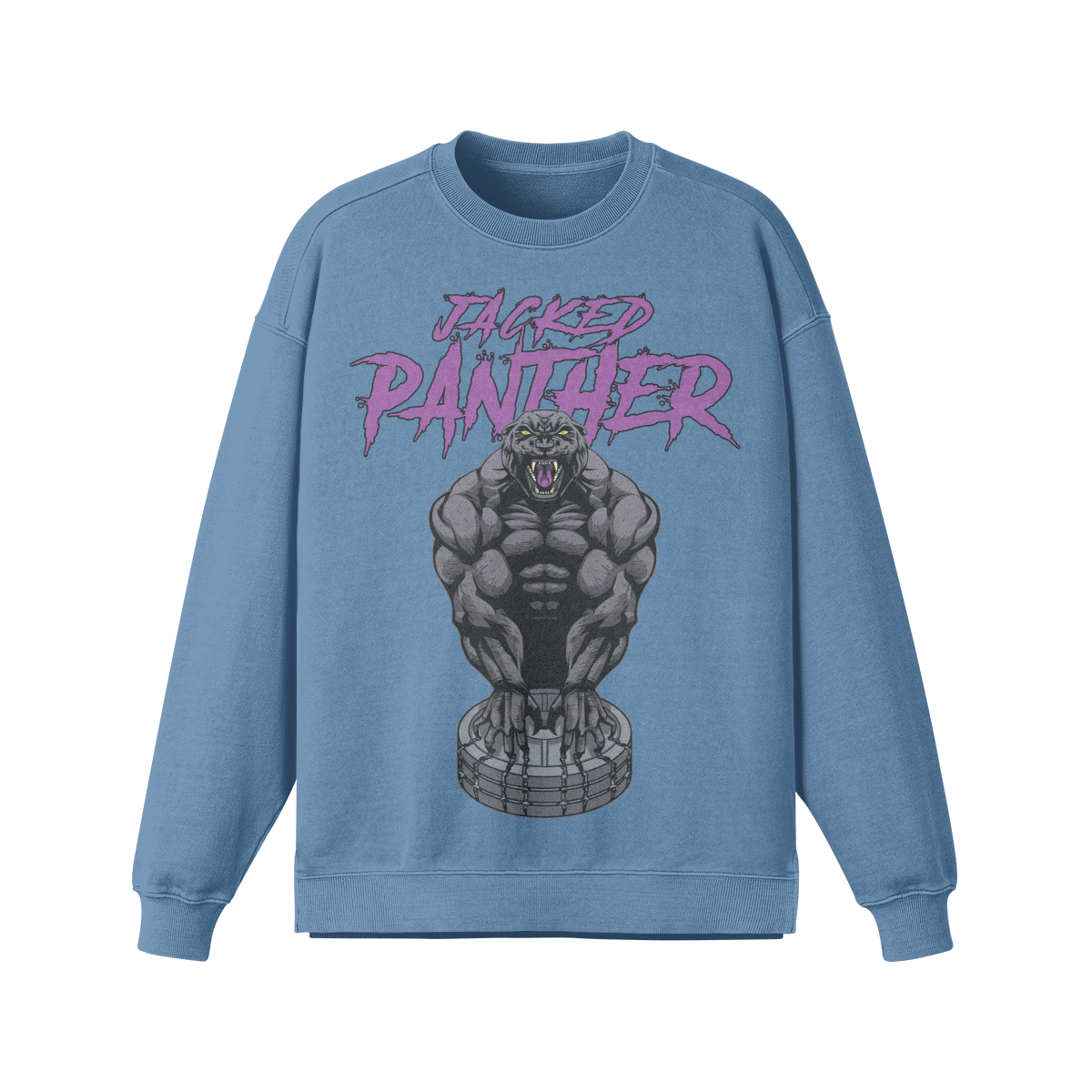 JACKED PANTHER- Oversized Long Sleeve Sweatshirt-Slate Blue-League of Lifters