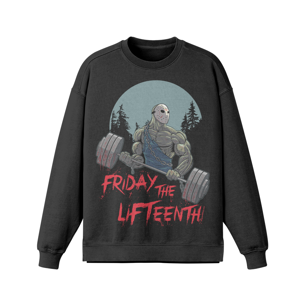 FRIDAY THE LIFTEENTH- Oversized Long Sleeve Sweatshirt-Faded Black-League of Lifters