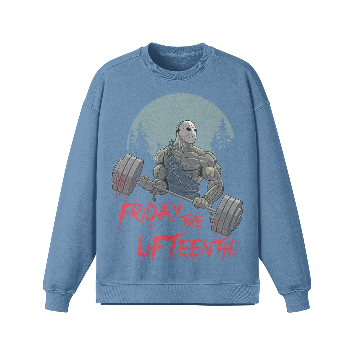 FRIDAY THE LIFTEENTH- Oversized Long Sleeve Sweatshirt-Slate Blue-League of Lifters