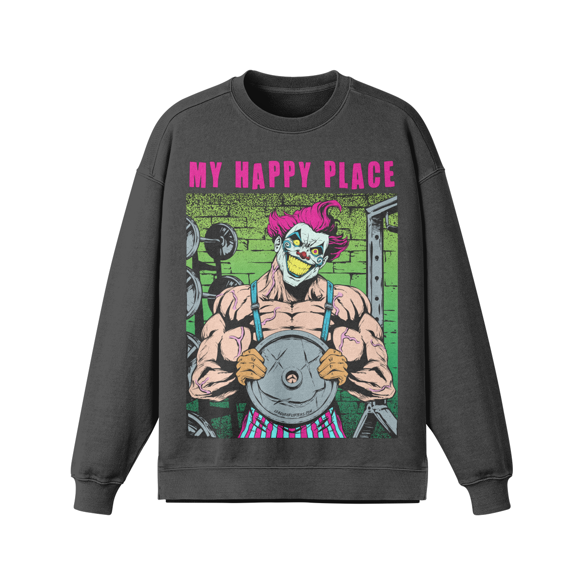 MY HAPPY PLACE- Oversized Long Sleeve Sweatshirt-Eclipse Gray-League of Lifters