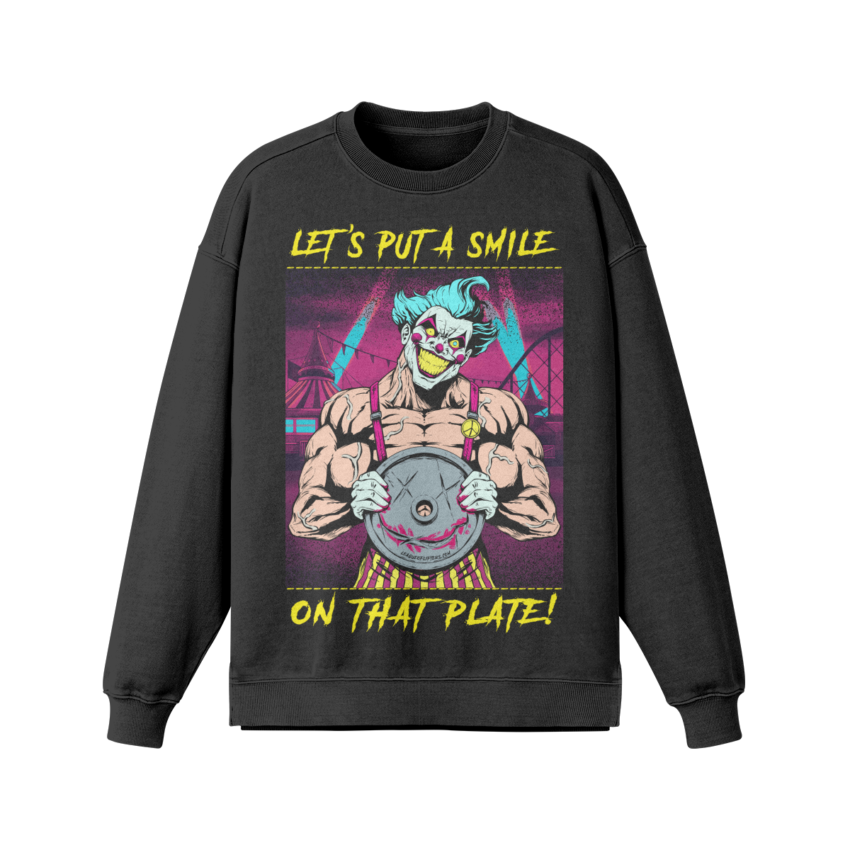 SMILE ON THAT PLATE (RETRO)- Oversized Long Sleeve Sweatshirt-Faded Black-League of Lifters