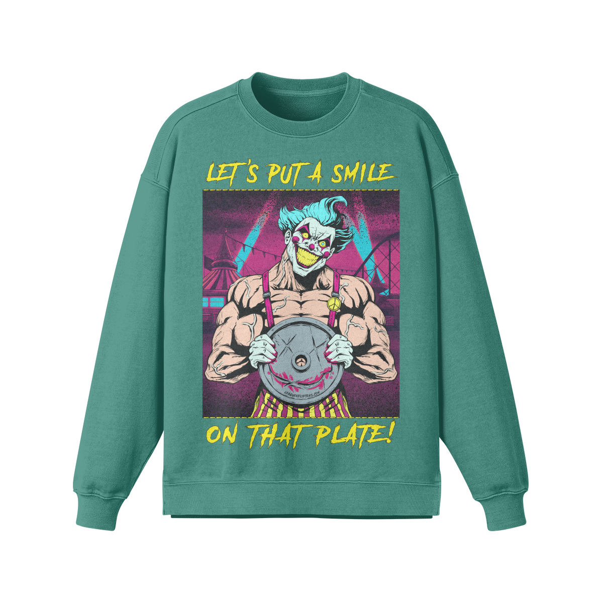 SMILE ON THAT PLATE (RETRO)- Oversized Long Sleeve Sweatshirt-Wintergreen Dream-League of Lifters