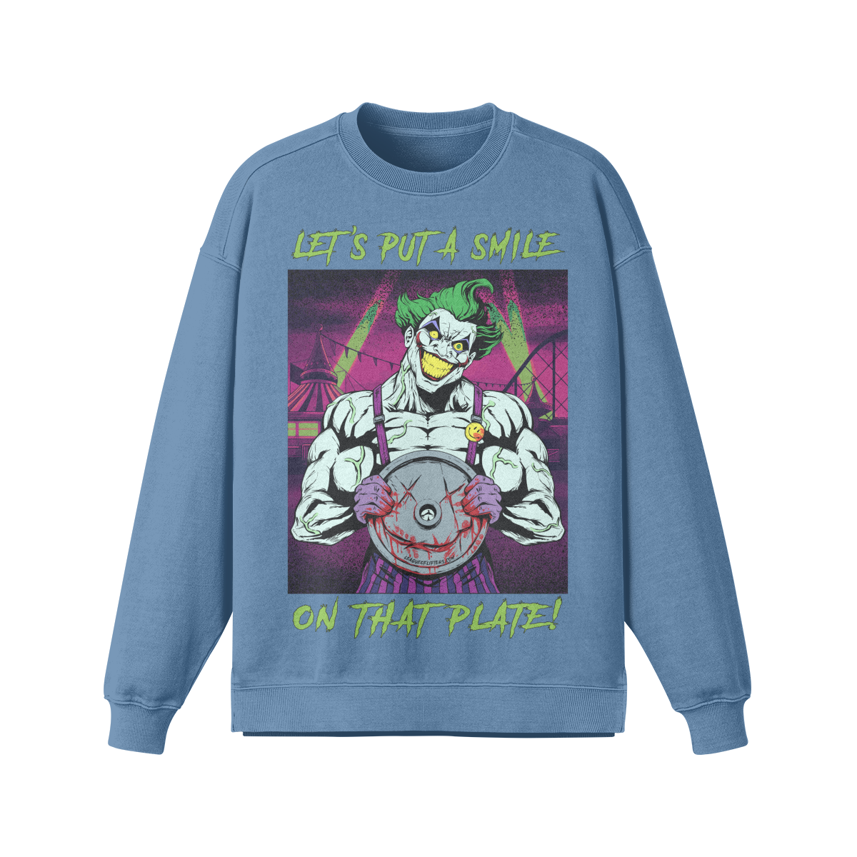 SMILE ON THAT PLATE- Oversized Long Sleeve Sweatshirt-Slate Blue-League of Lifters